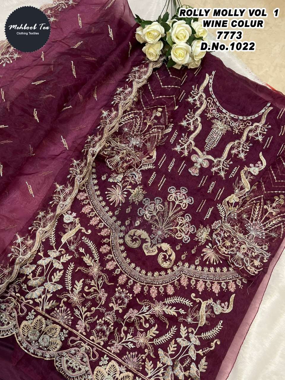 MEHBOOB TEX ROLLY MOLLY VOL 1 DESIGNER ORGANZA SUIT 