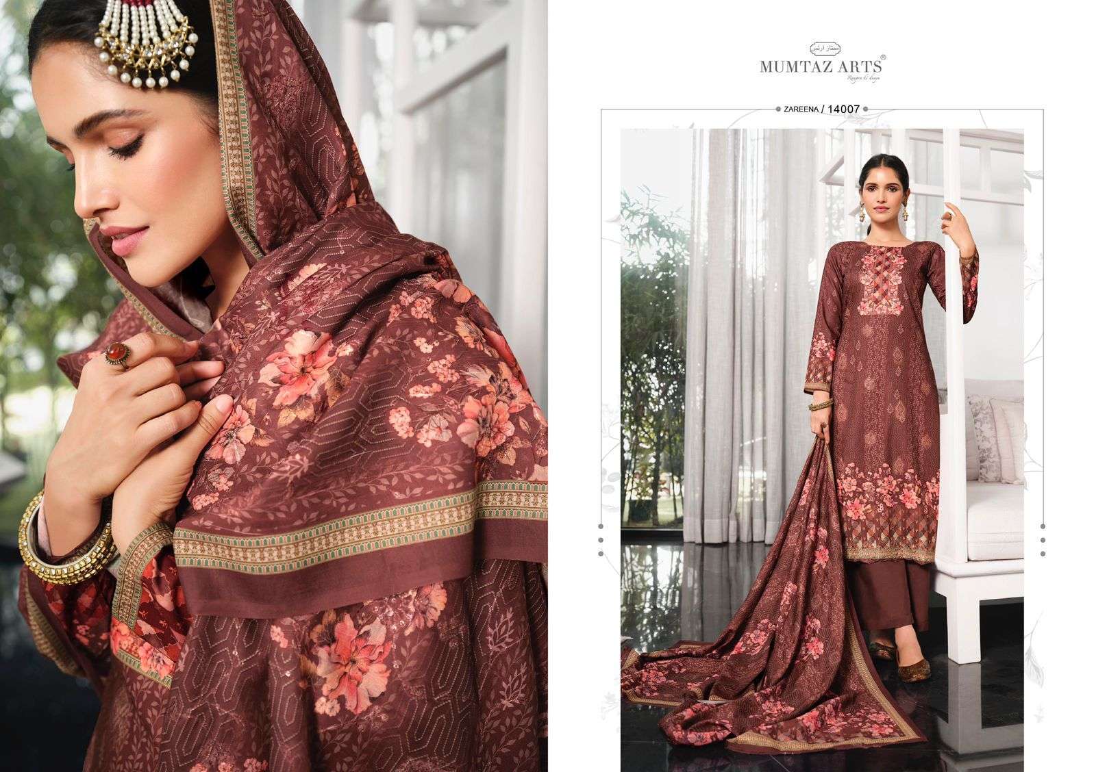 mumtaz arts zareena series 14001-14008 pure jam satin suit 