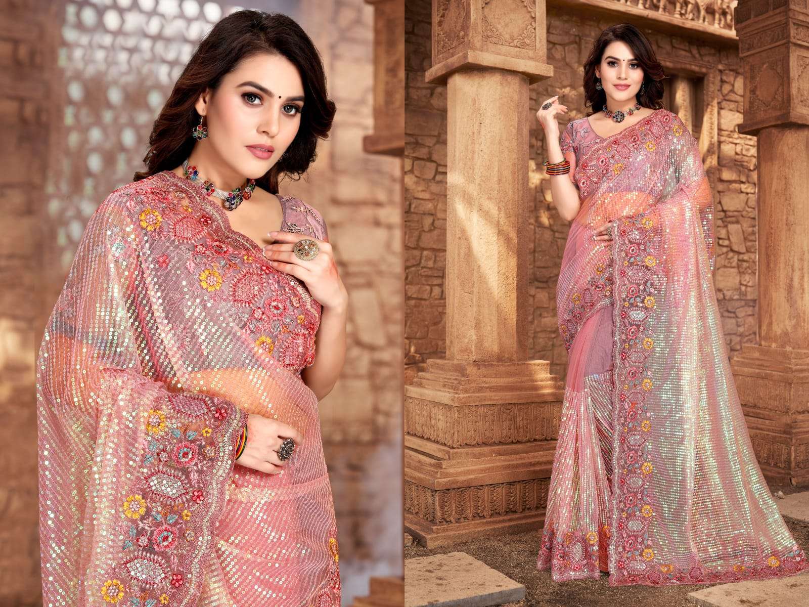 nari fahsion samahita designer net saree