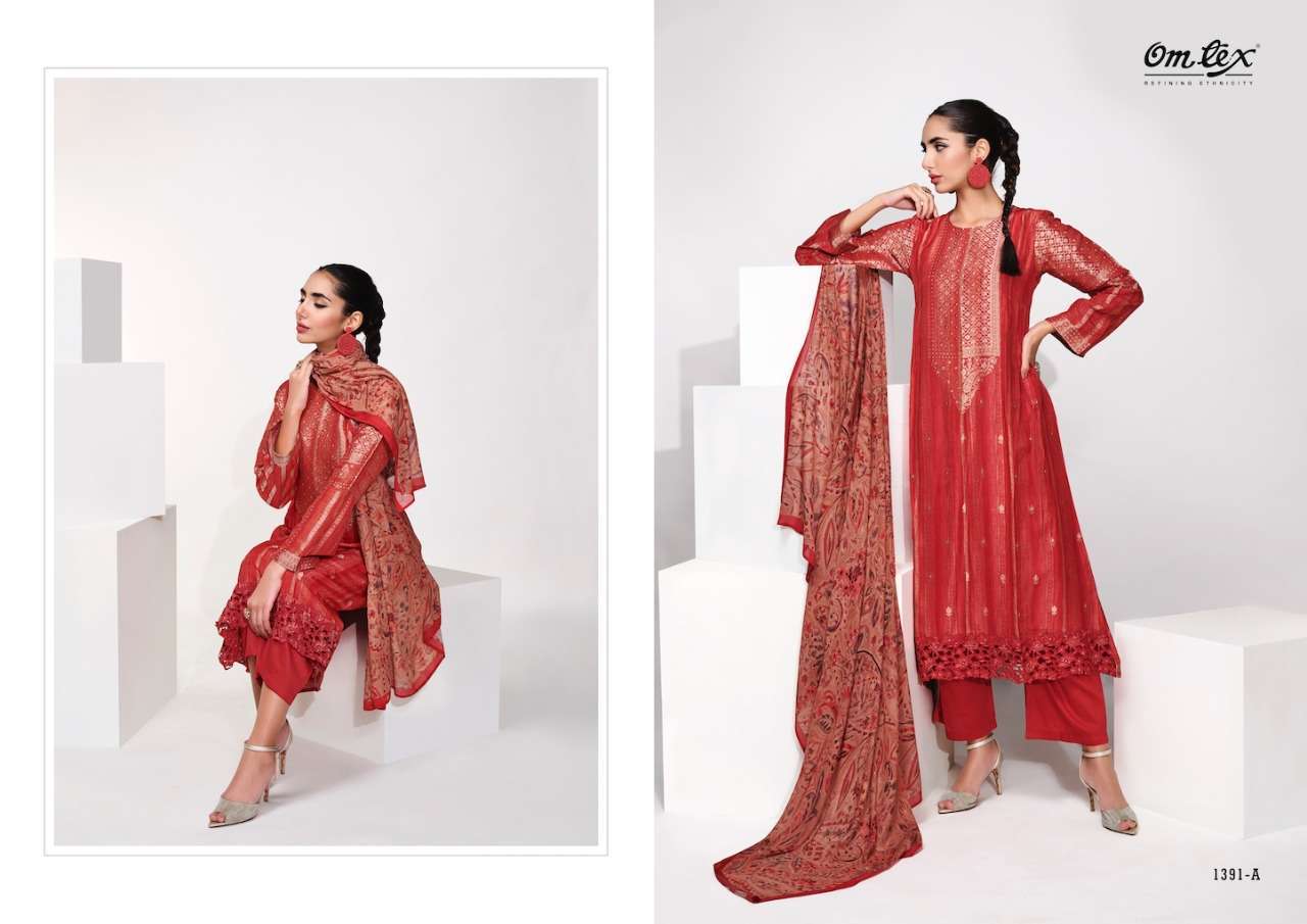 omtex scarlet series 1391 azza silk jacquard suit 