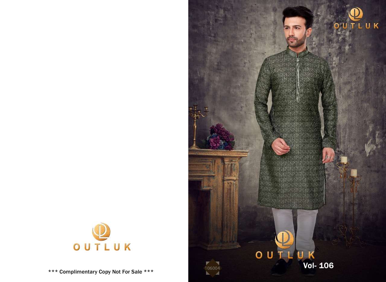 outluk vol 106 designer slub silk kurta pajama