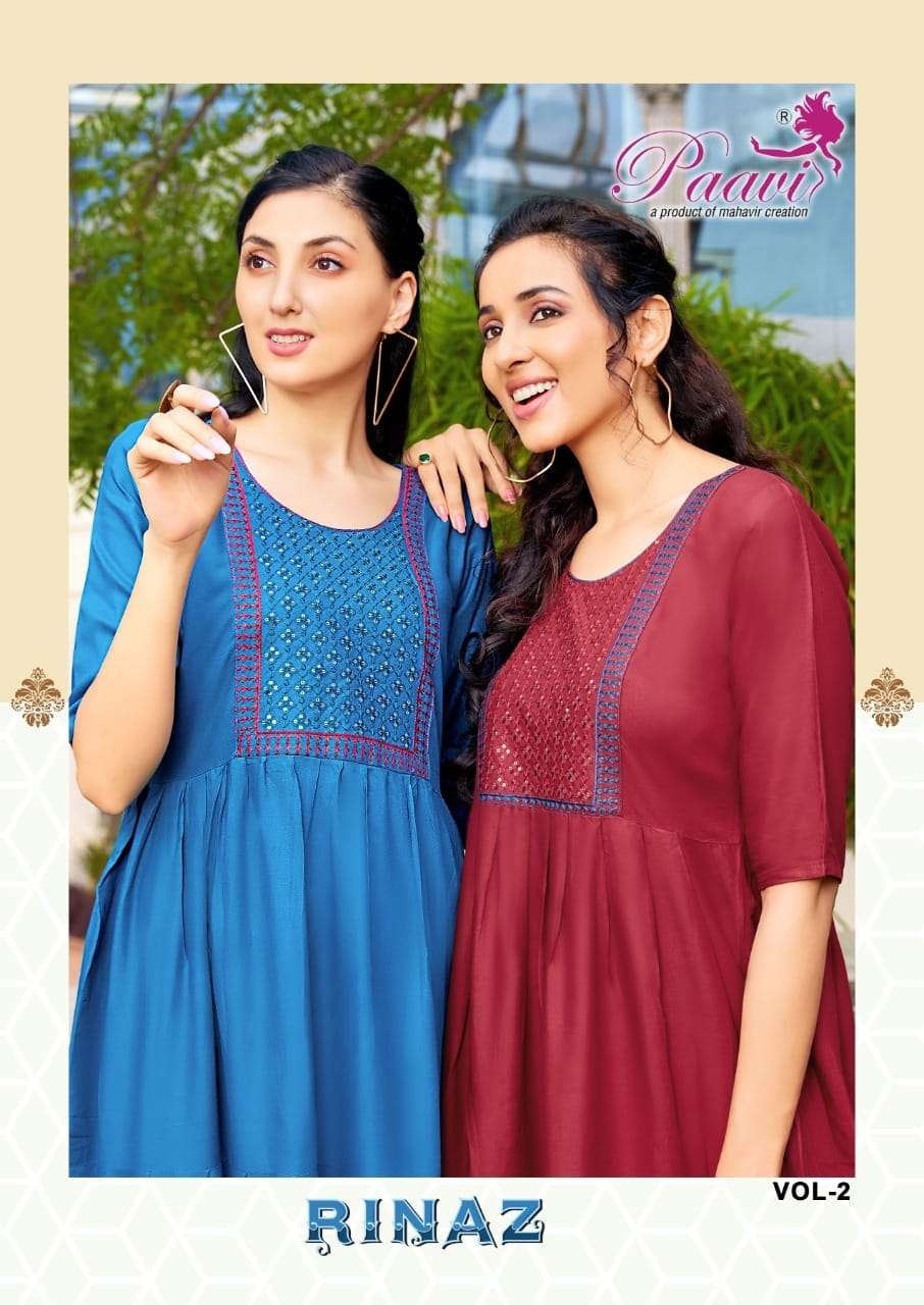 paavi rinaz vol 2 series 1001-1008 heavy rayon kurti 