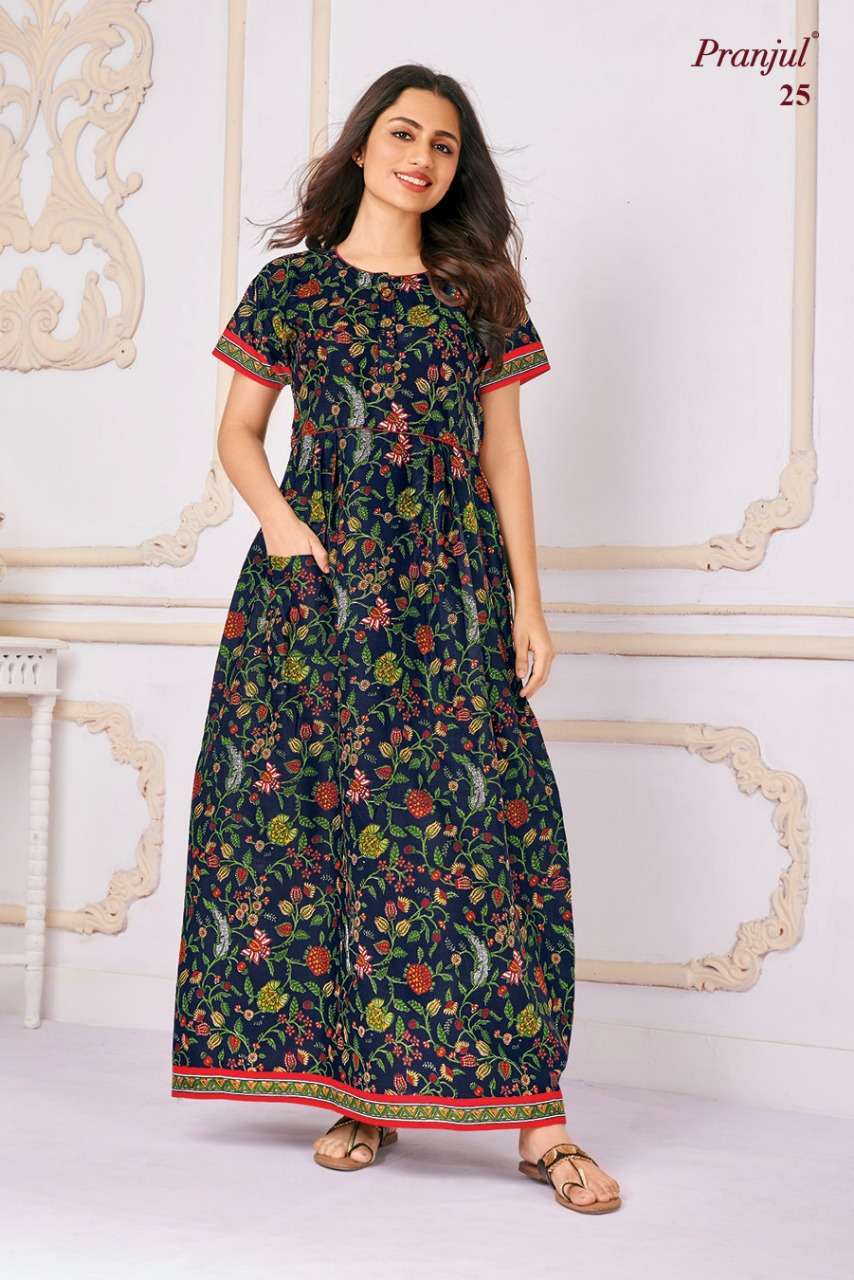 pranjul pragati series 01-20 cotton long top nighty 