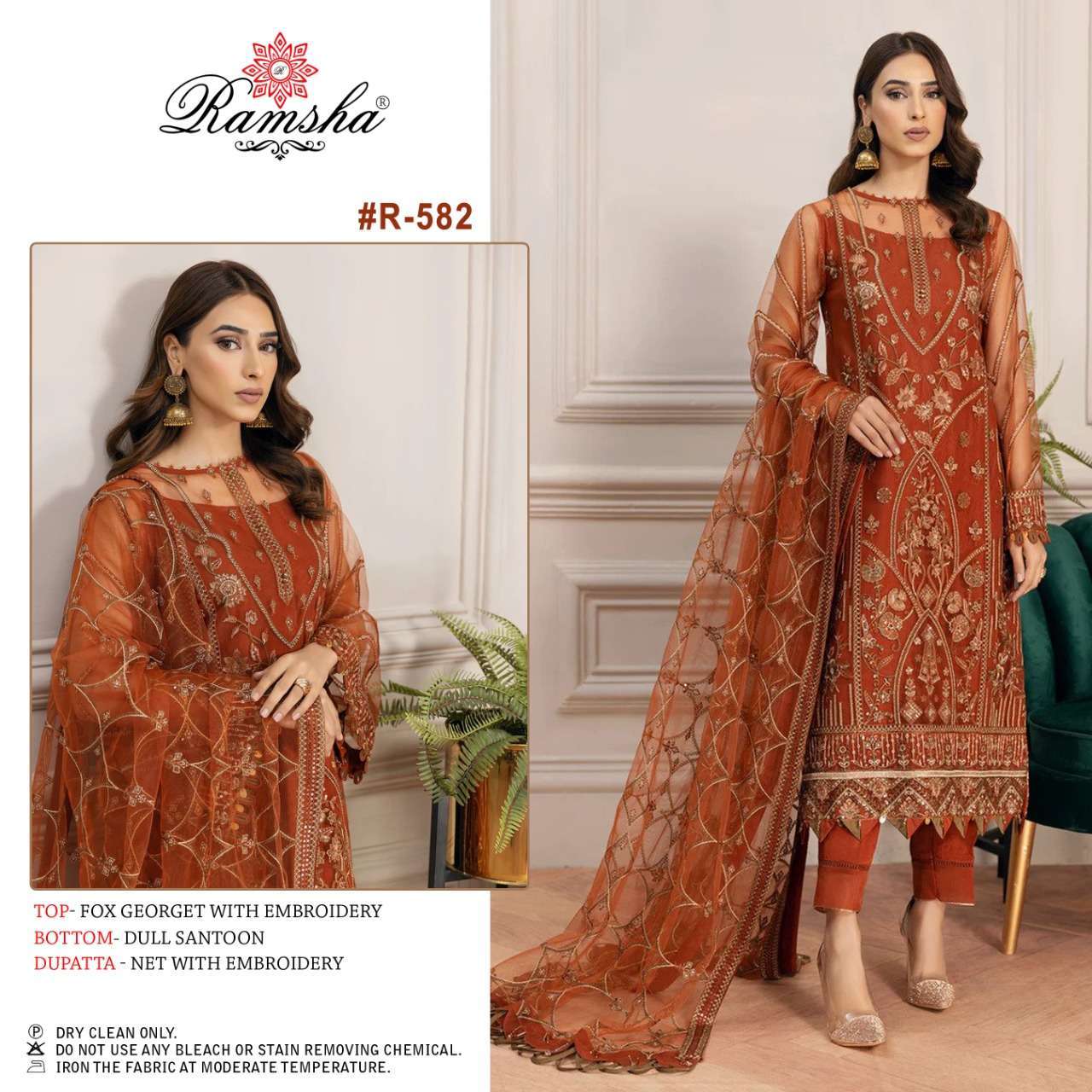 ramsha R-582 georgette heavy embroidery suit