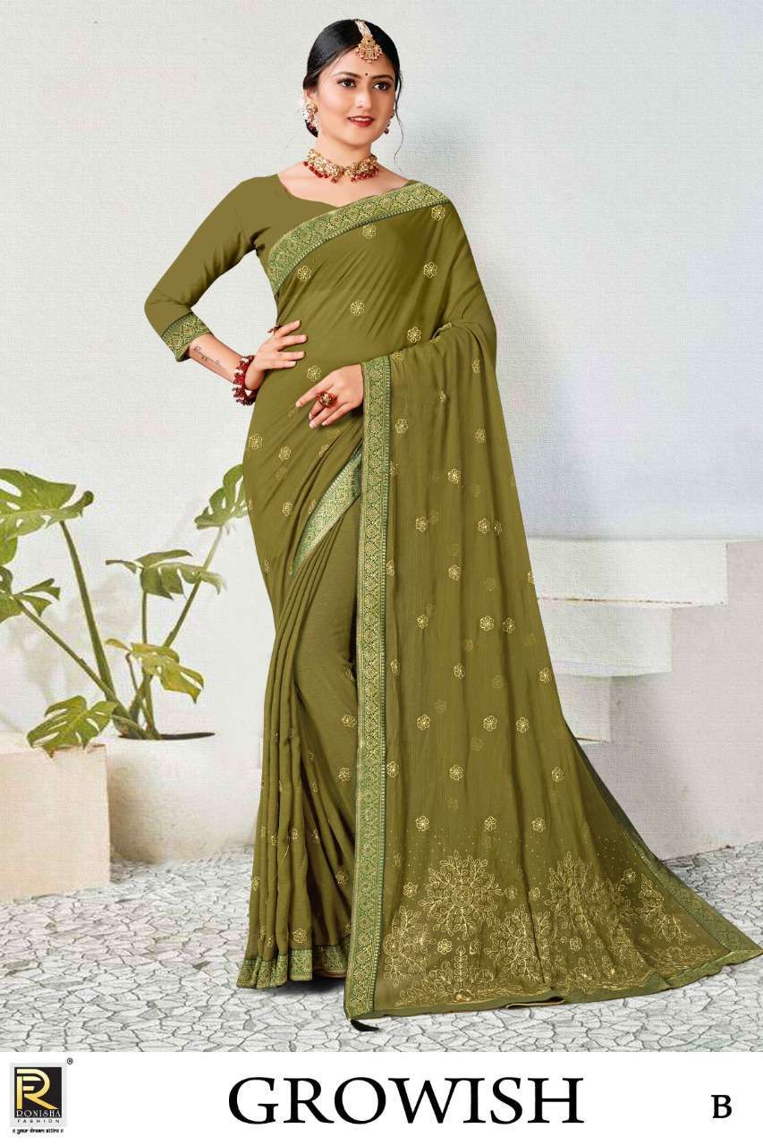 ranjna saree Growish zomato embroidery saree