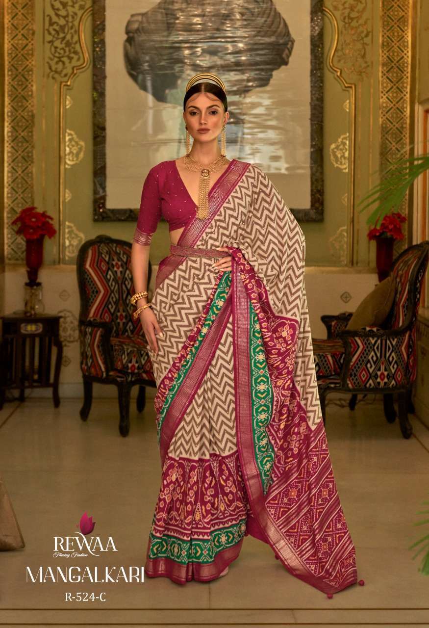 rewaa mangalkari series 522-524 smooth patola silk saree