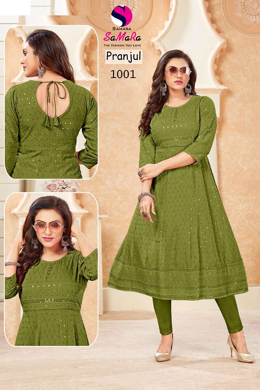 samara pranjul series 1001-1012 rayon kurti 