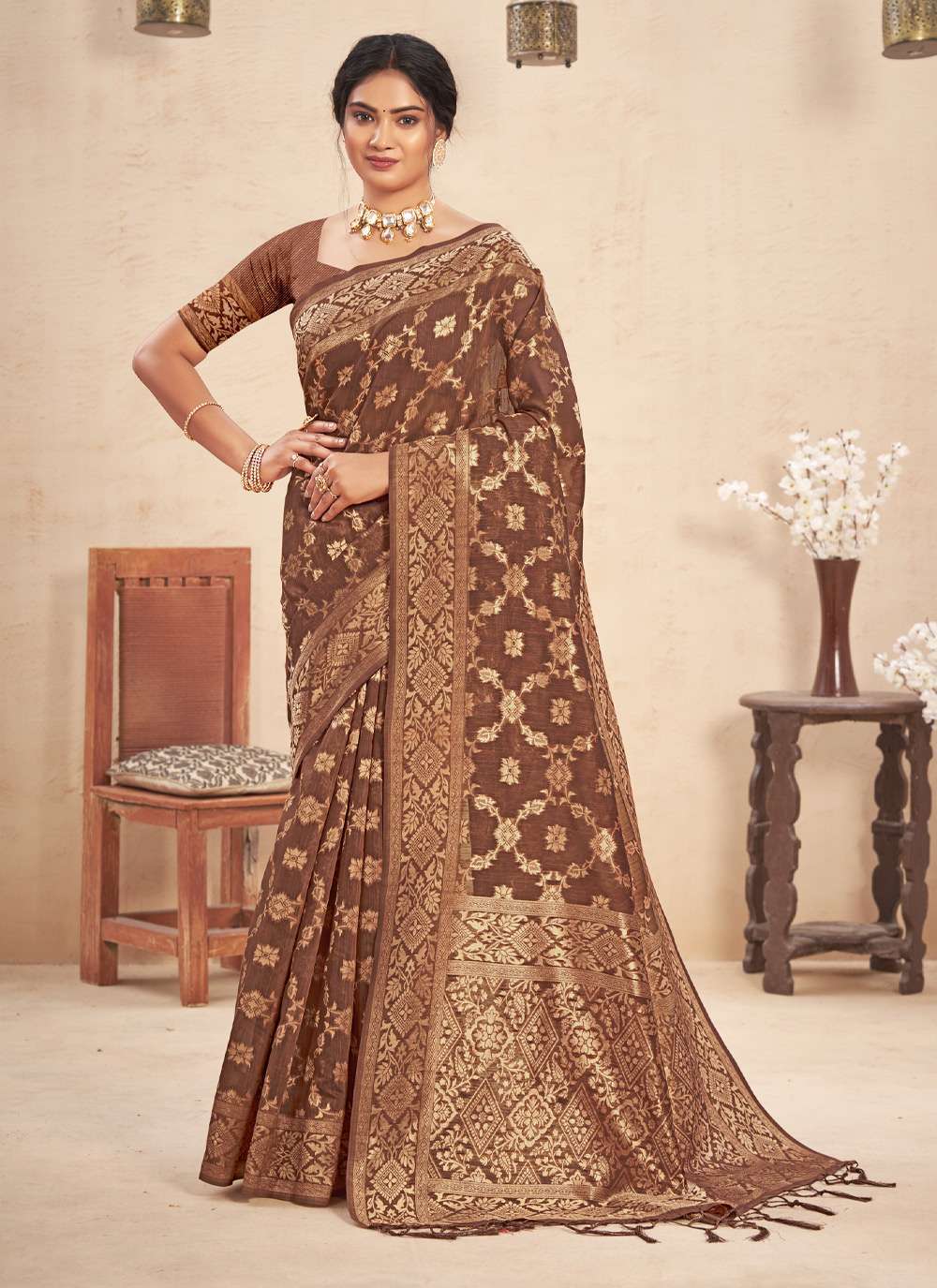 sangam prints kalash banarasi silk saree
