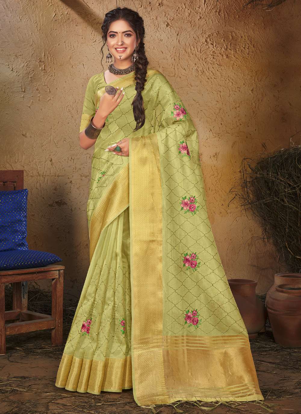 sangam prints maithali series 3521-3526 organza saree