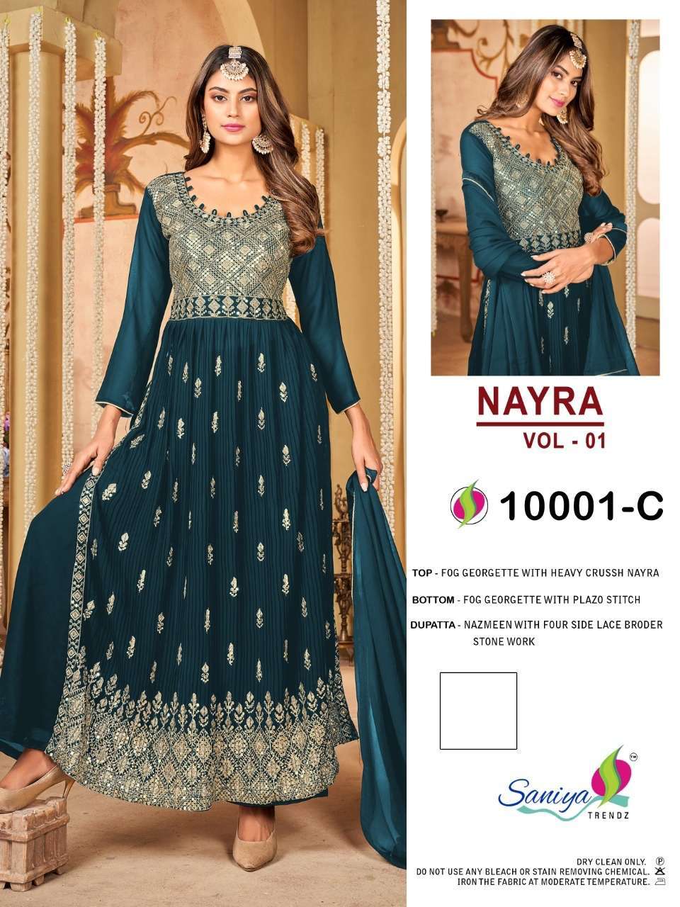 saniya trendz nayra ST-1001 georgette embroidered suit 