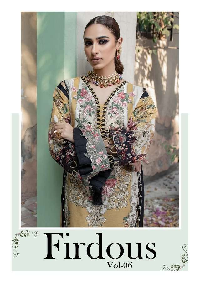 shraddha firdous vol 6 series 6001-6004 lawn cotton suit 