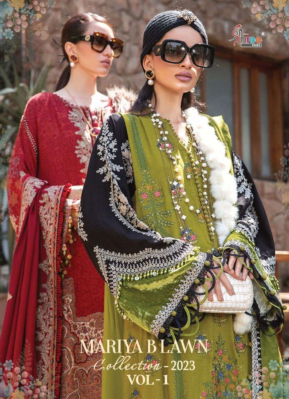 shree fabs maria b lawn 2023 vol 1 series 2499-2505 pure cotton suit