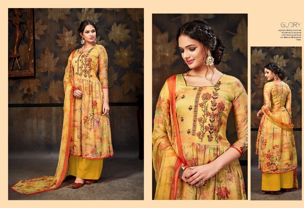 siddhi sagar glory series 13001-13006 pure alia crape suit 