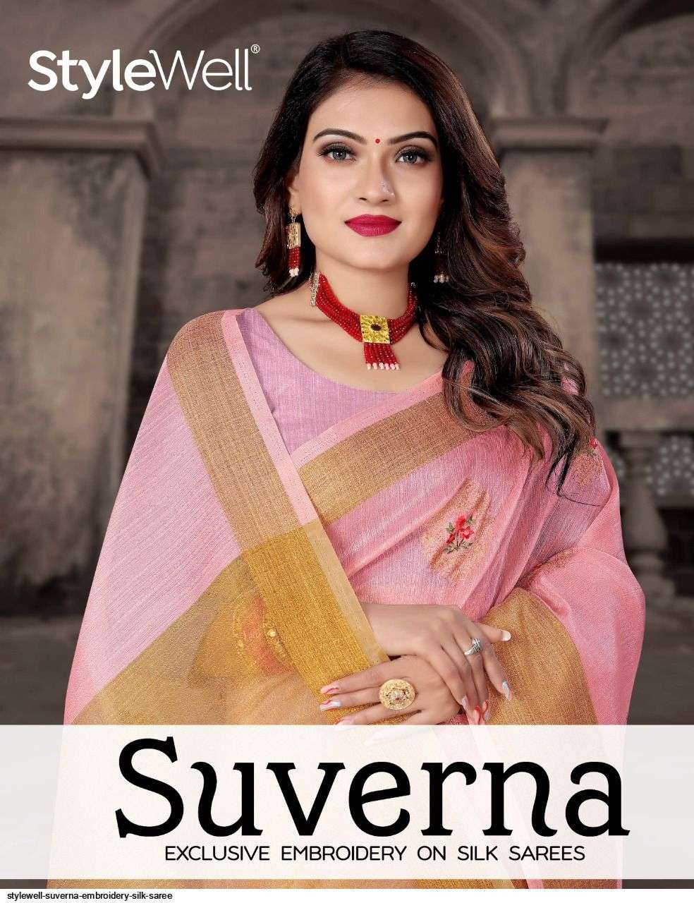 stylewell suverna series 2218-2222 embroidery silk saree