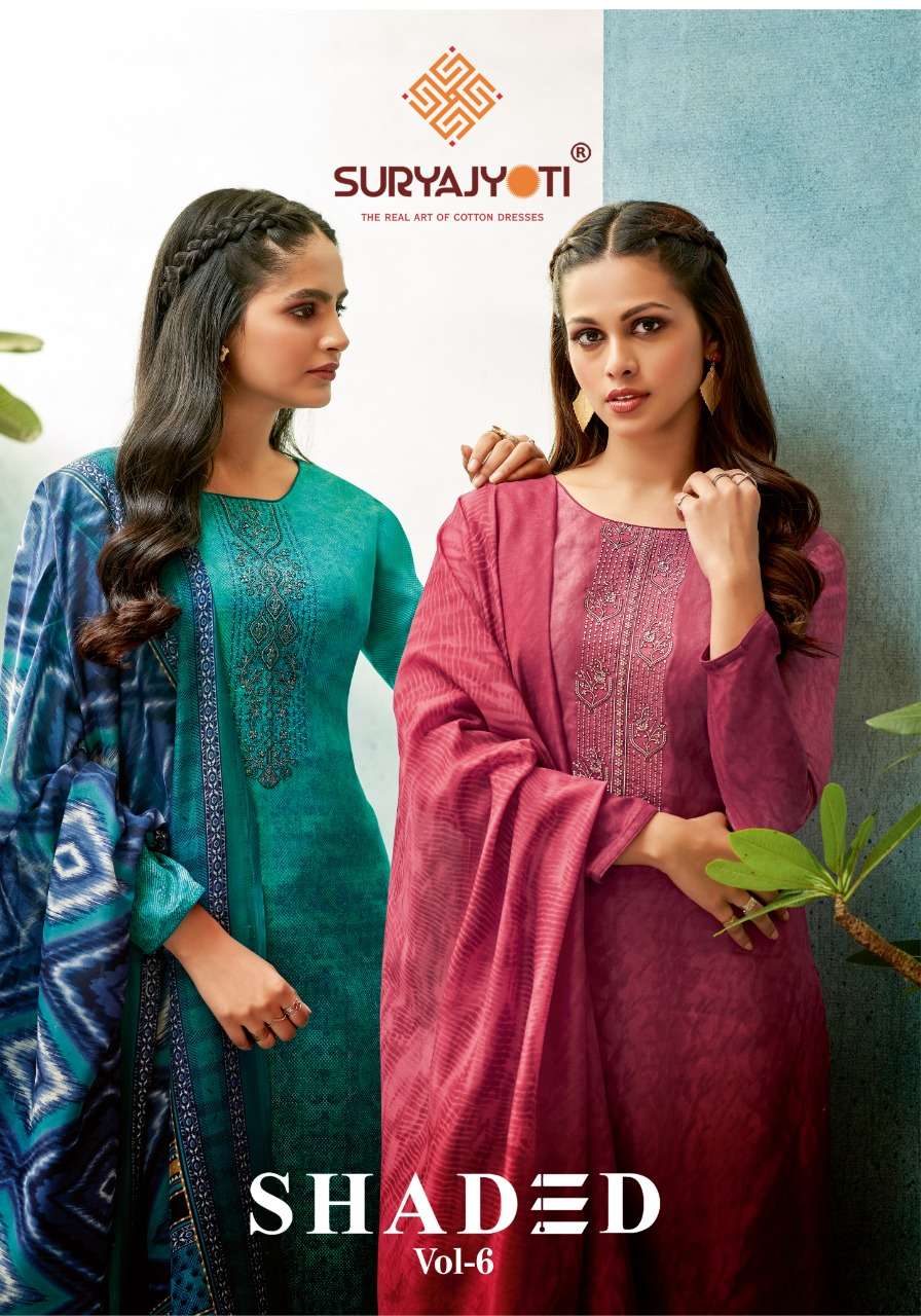 Suryajyoti Shaded vol-6 series 6001-6008 Satin Cotton suit
