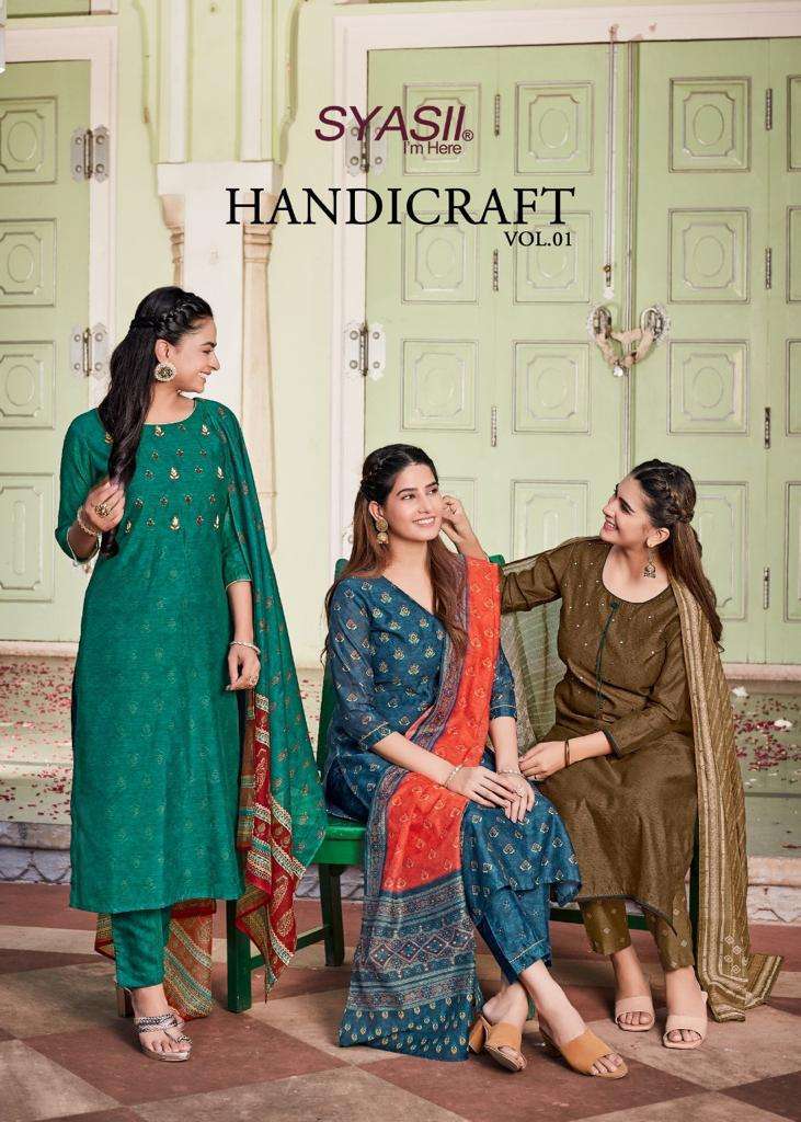 syasii handicraft vol 1 series 1001-1006 pure chanderi readymade suit 