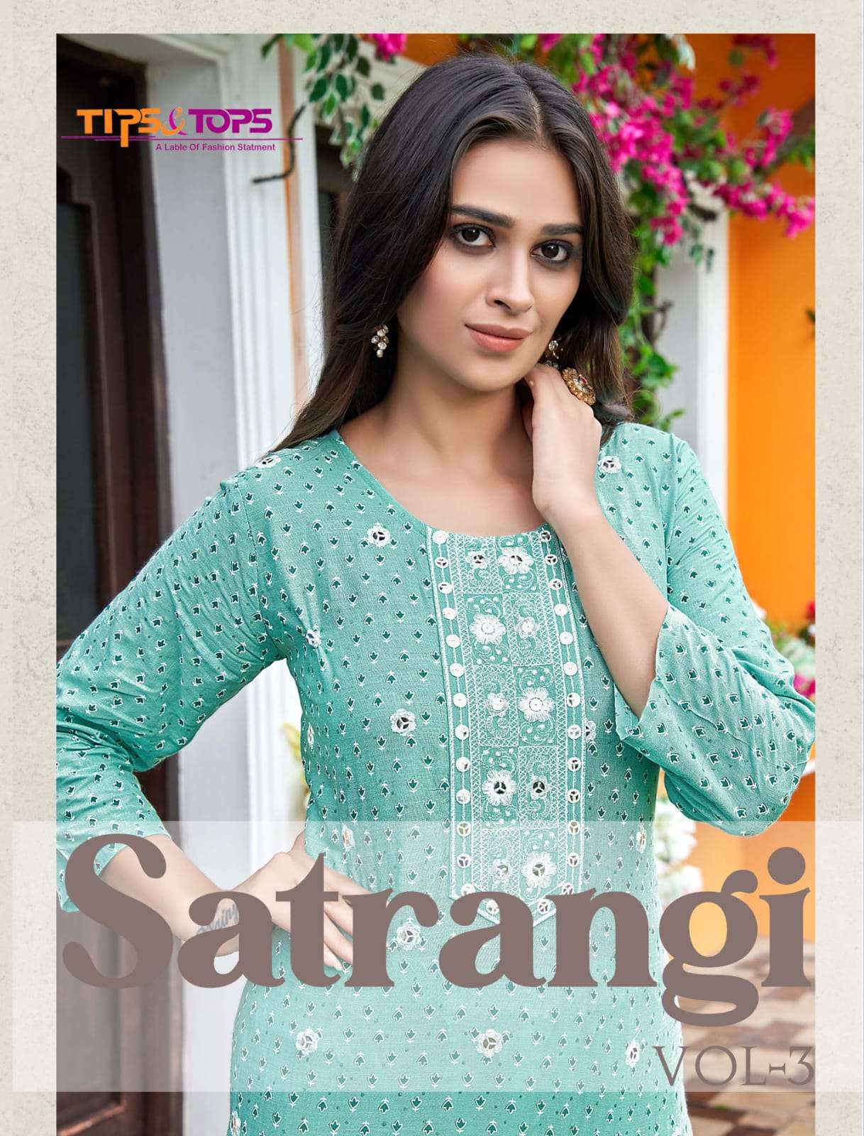 tips & tops satrangi vol 3 Fancy Reyon Slub Print kurti