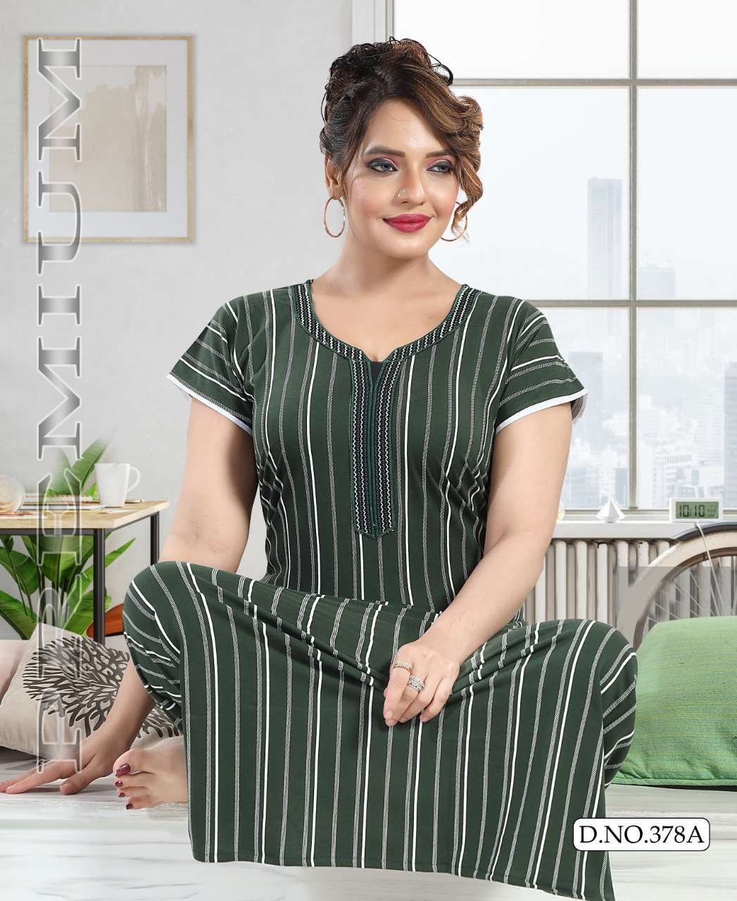 trendz shinker nighty gown vol 378 Shinker Printed Hosiery Cotton nighty