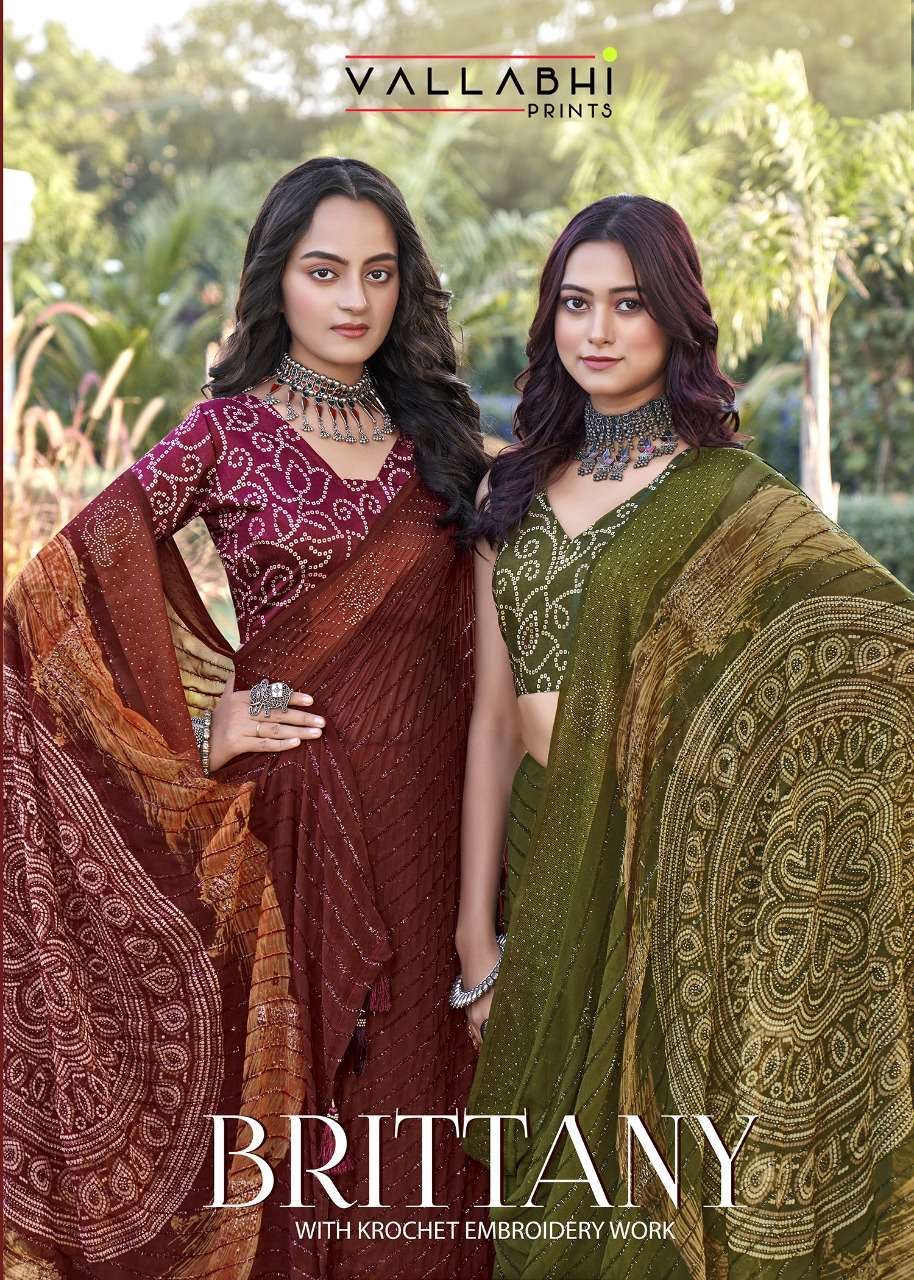 vallabhi brittany series 17791-17798 Georgette viscose patta saree