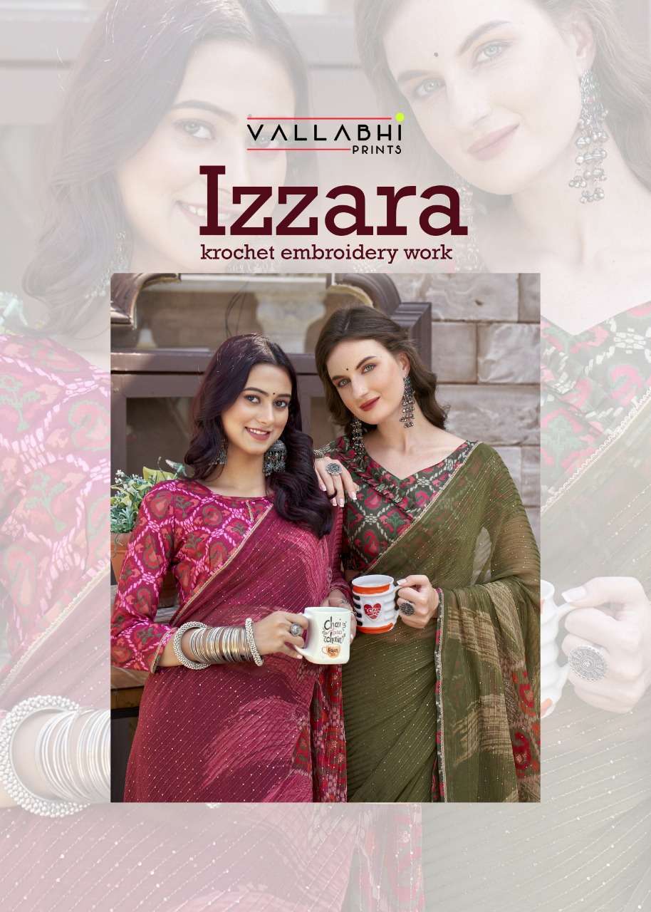 vallabhi izzara series 17821-17828 krochet georgette print saree 