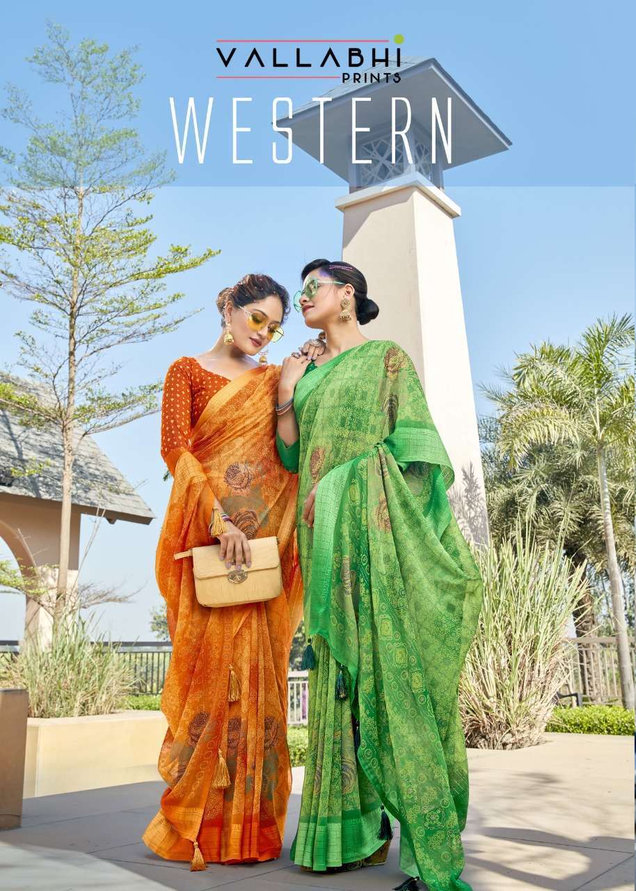 vallabhi western series 36271-36278 georgette jacquard border saree 