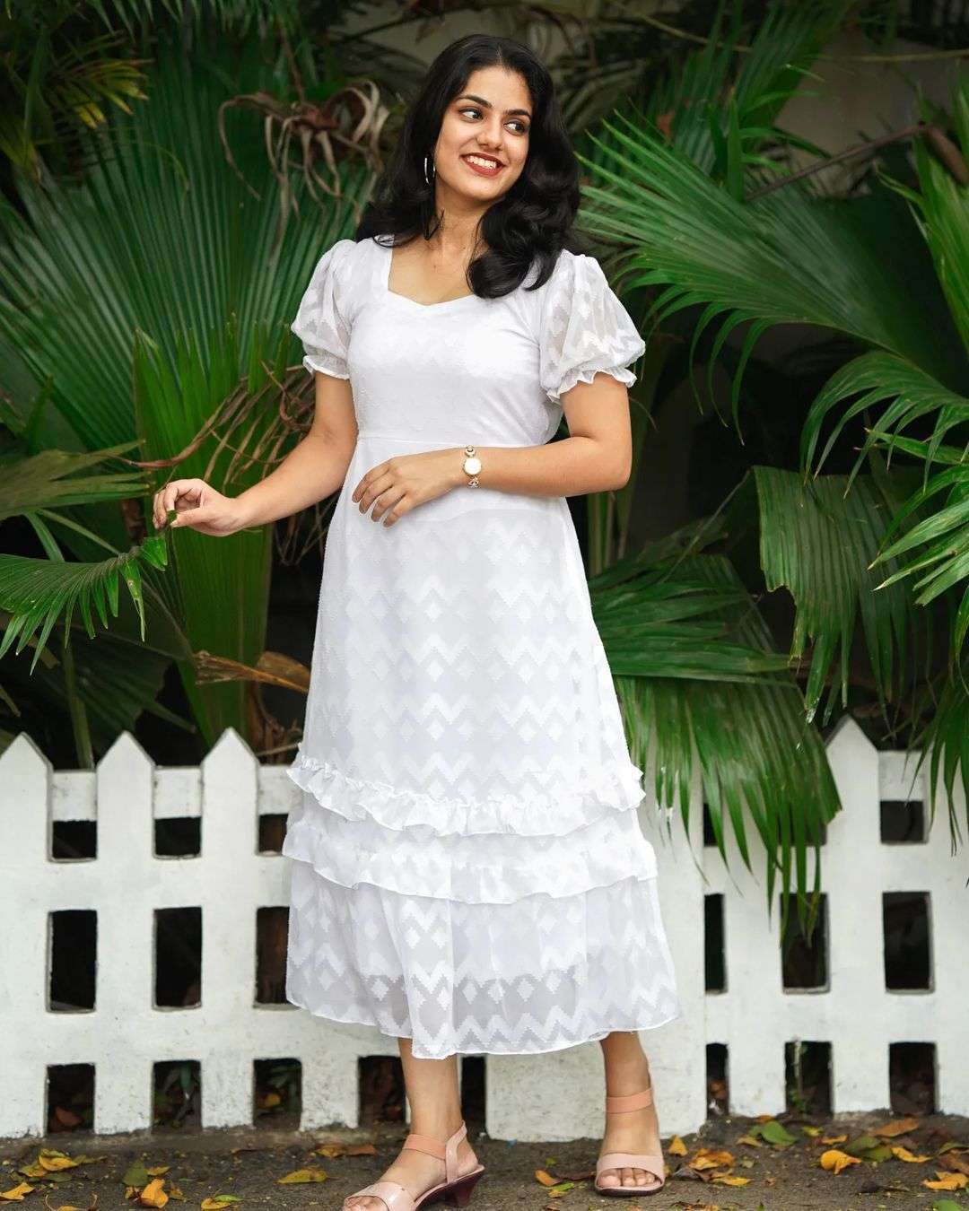 x-lady designer Material zik Zak butti Georgette midi dress