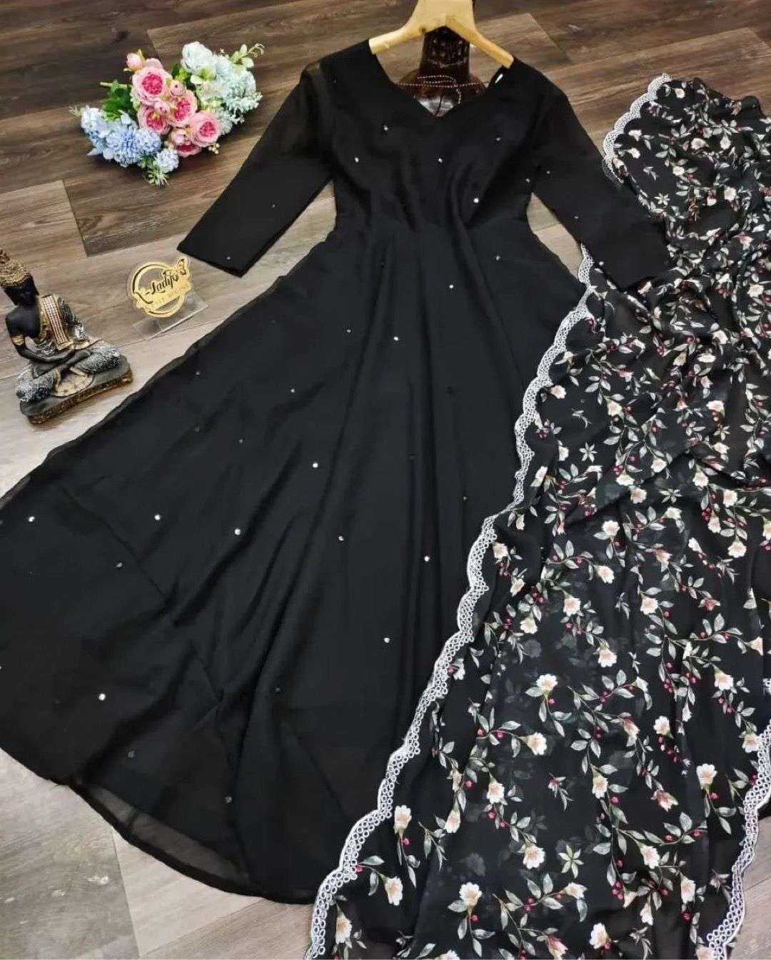 x-lady purple designer georgette gown