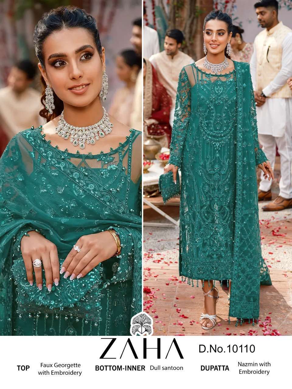 zaha 10110 georgette with heavy emboridered suit 