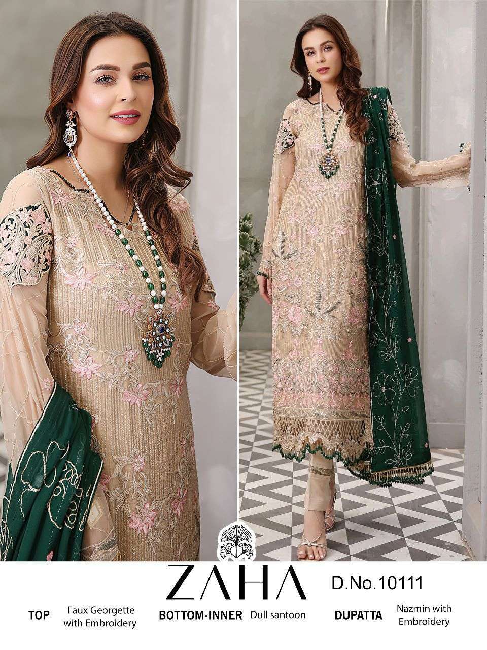 zaha 10111 design georgette with heavy embroidered suit 