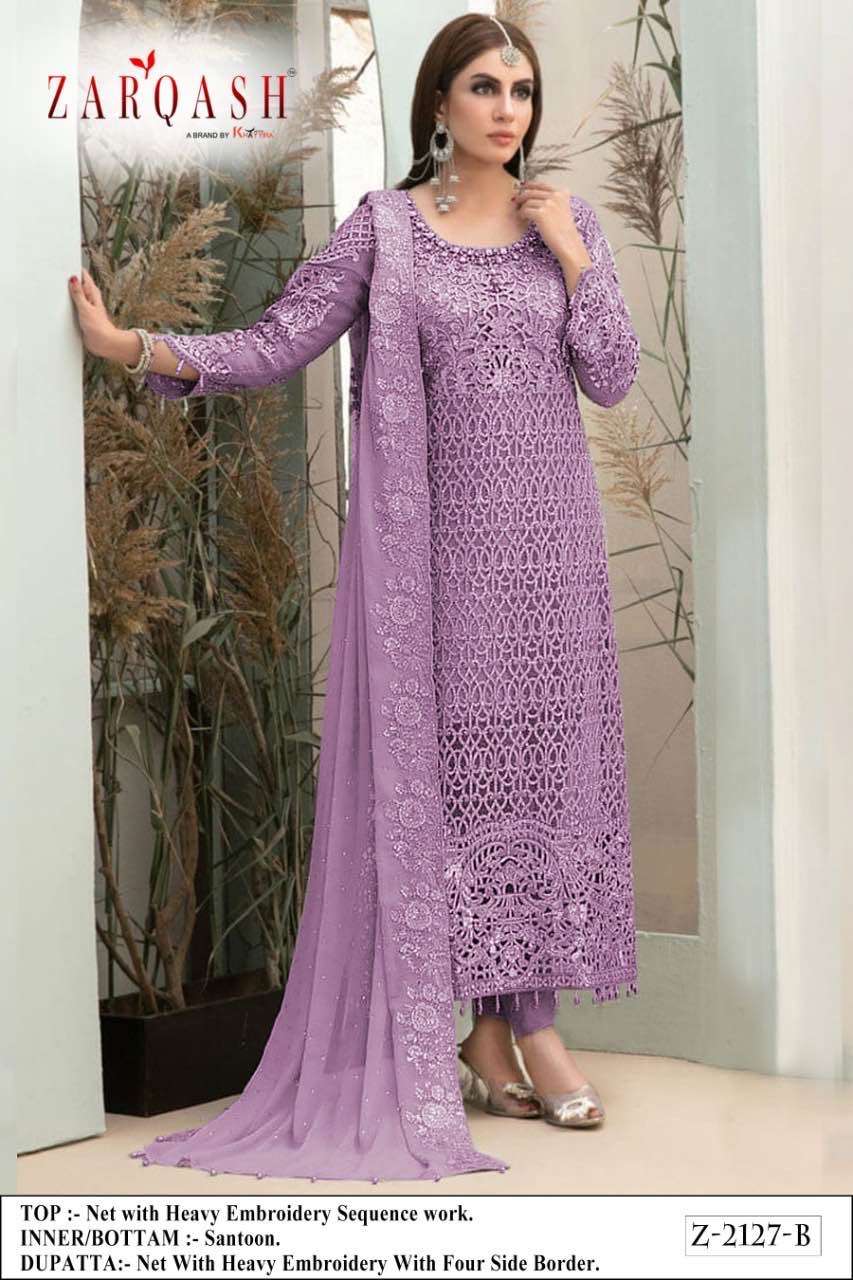 zarqash maria z-2127 net embroidery suit 