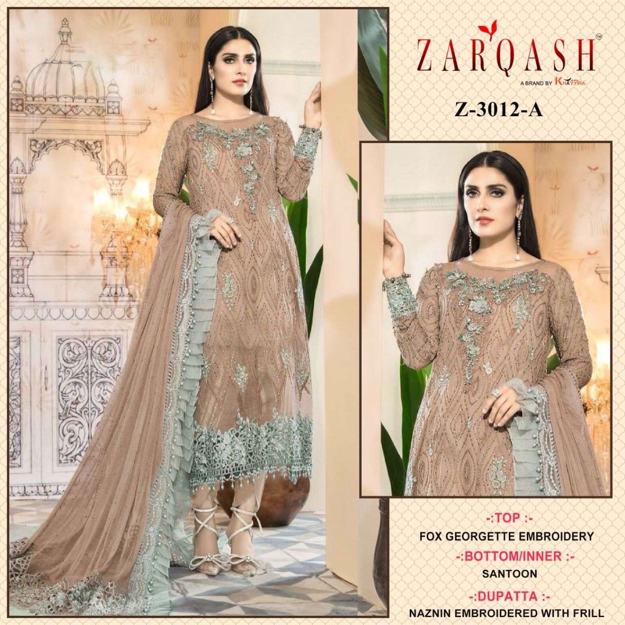 Zarqash Z-3012 Fox Georgette embroidered suit 