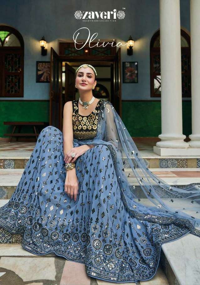 zaveri olivia series 1121-1123 georgette embroidery lehenga 