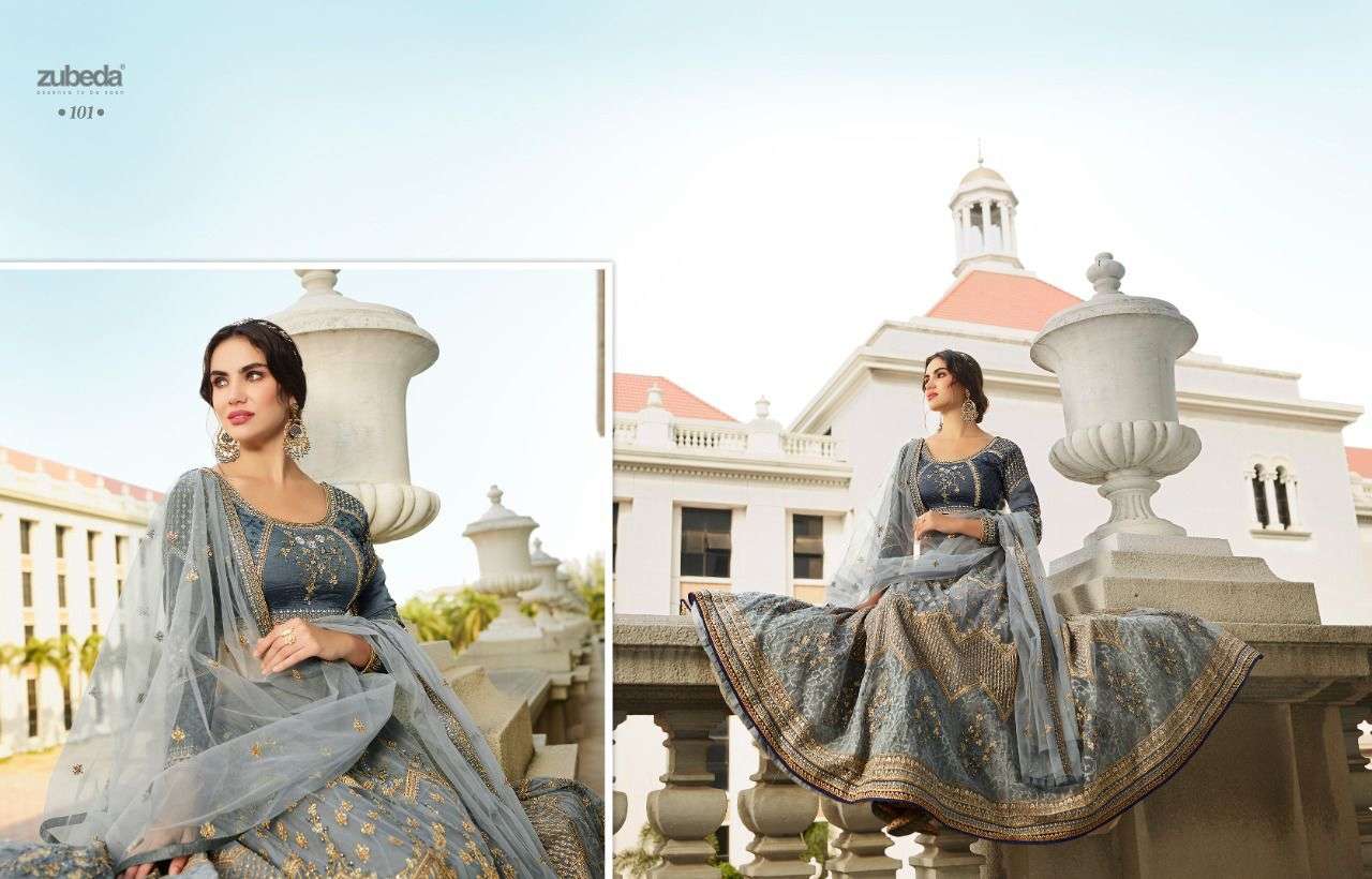 zubeda prisha designer net with heavy embroidered suit 