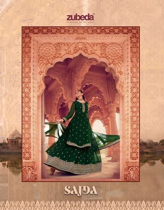 zubeda sajda series 201-206 georgette embroidery work suit 