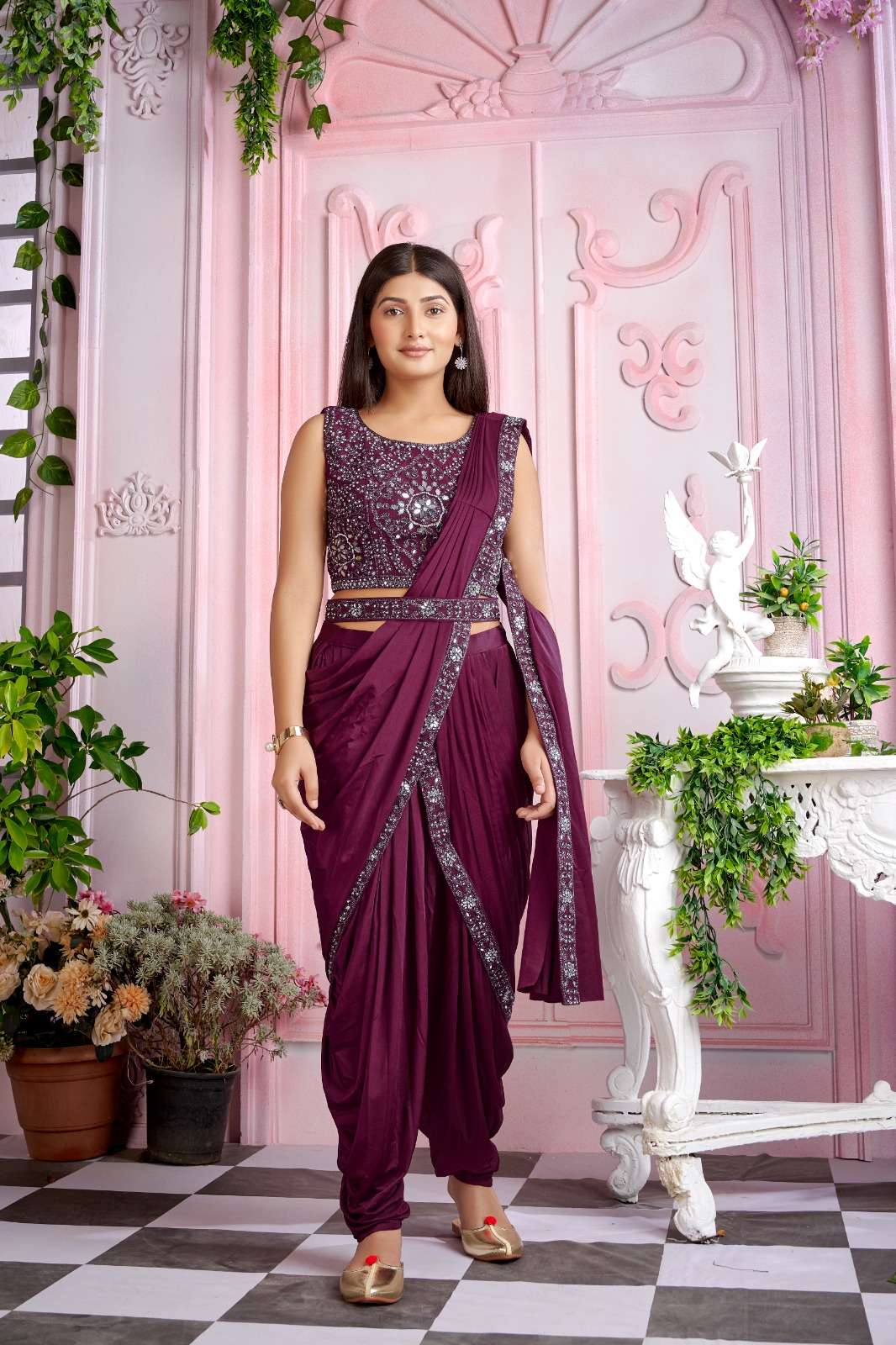 1015950 designer dhoti pattern saree 