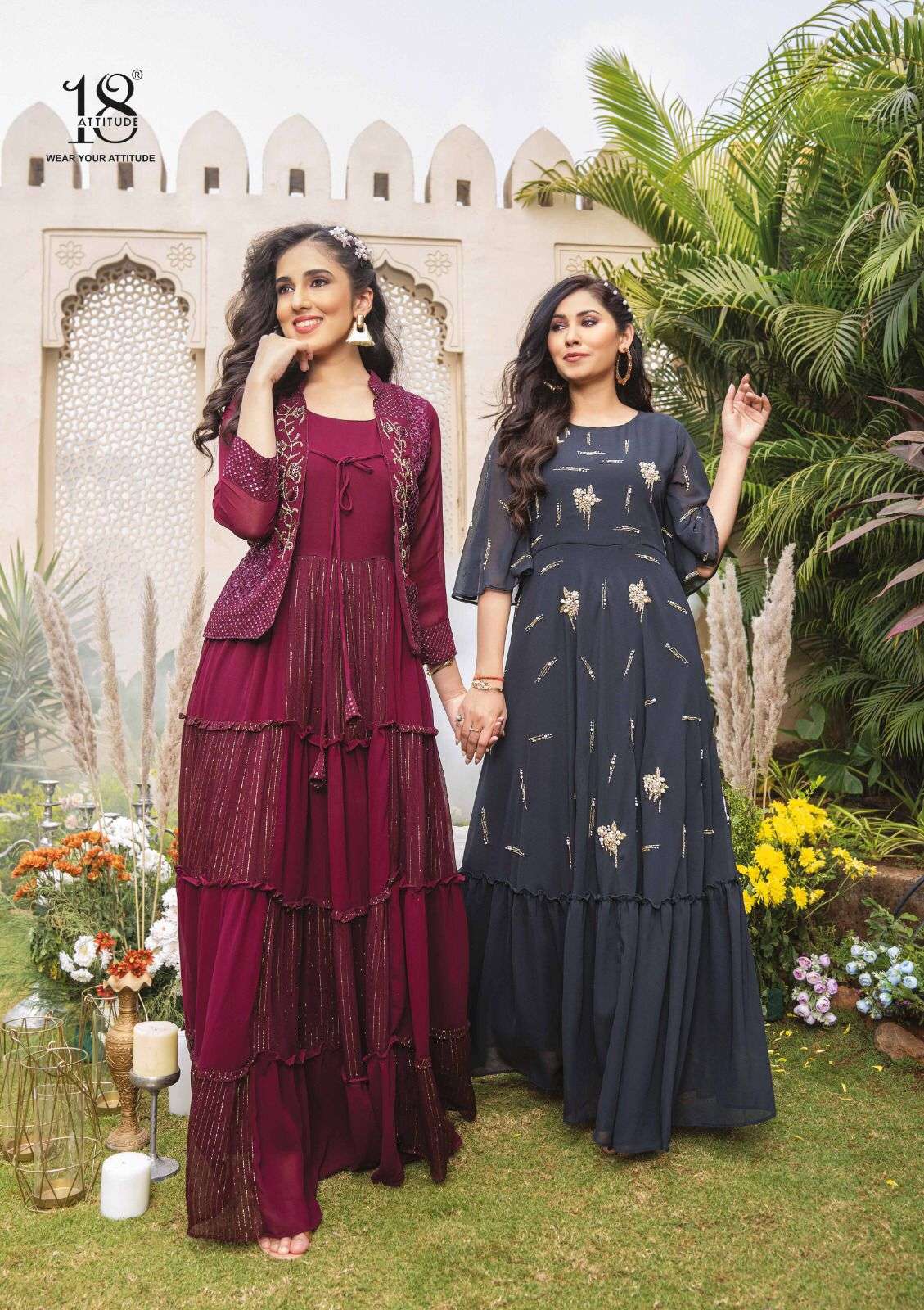 18 attitude dulhania vol 3 designer bember georgette kurti 