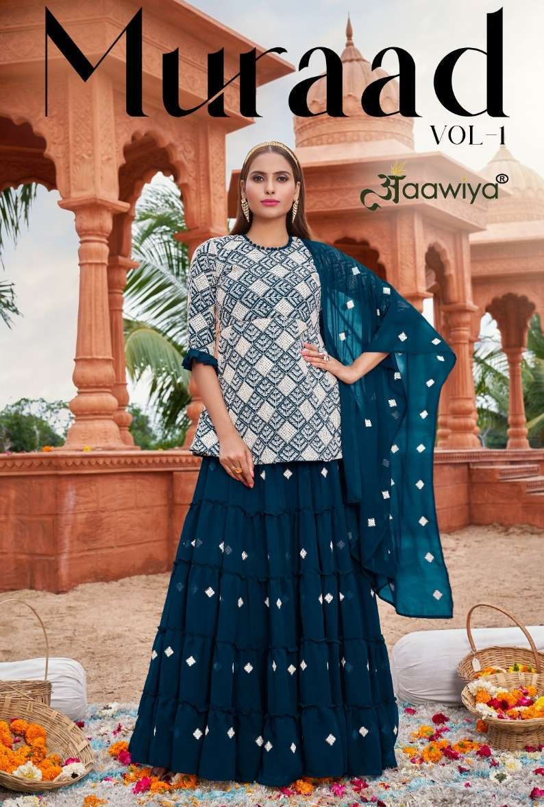 aawiya muraad series 1106-1111 heavy faux georgette suit 