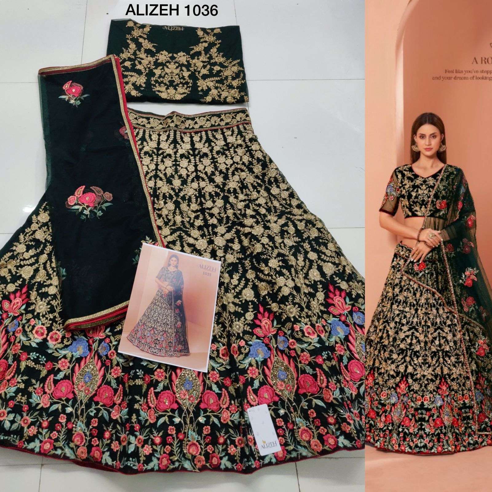 alizeh wedding affair 1035 designer net lehenga 
