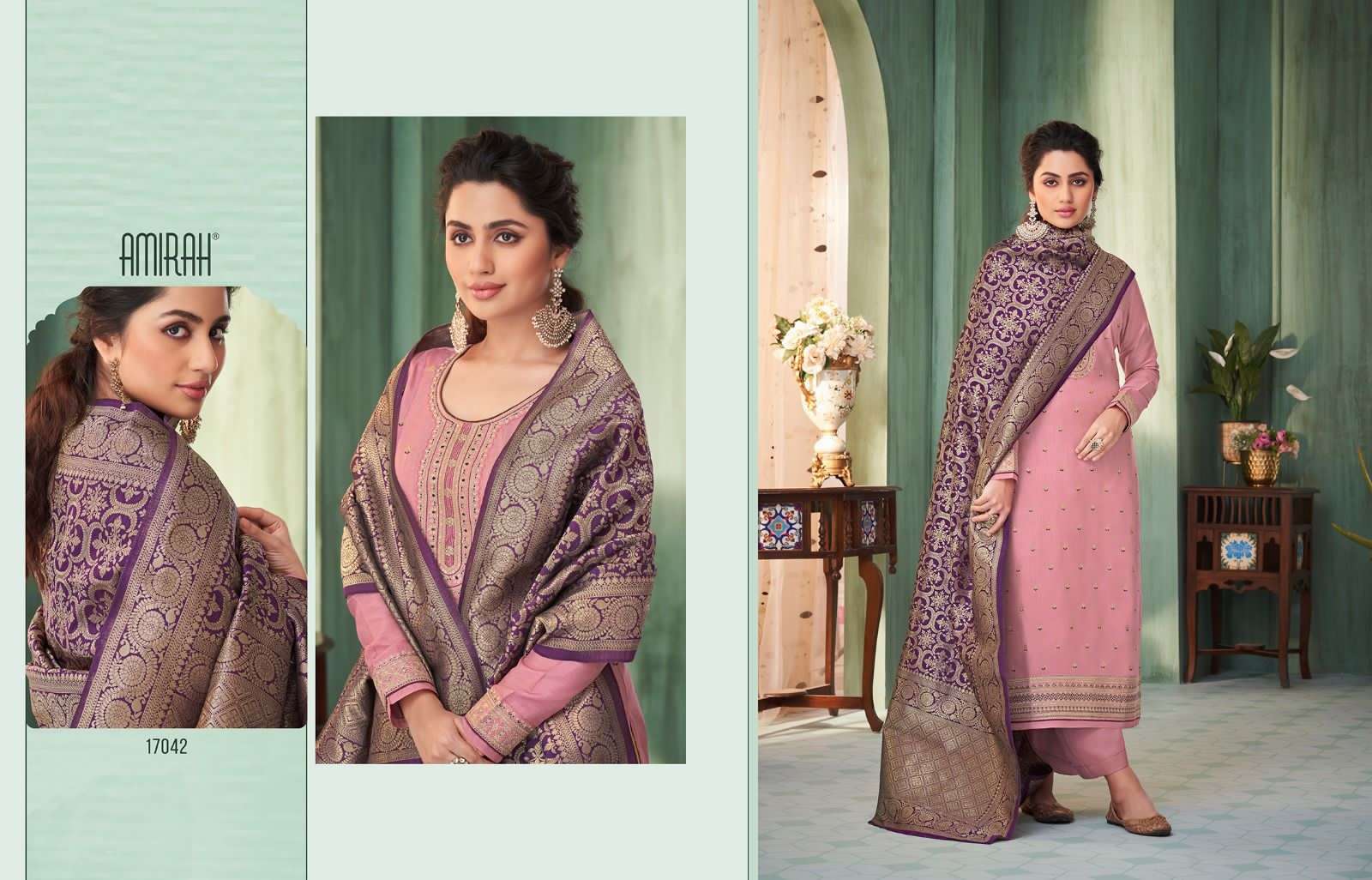 amirah noor designer heavy chinon silk suit 