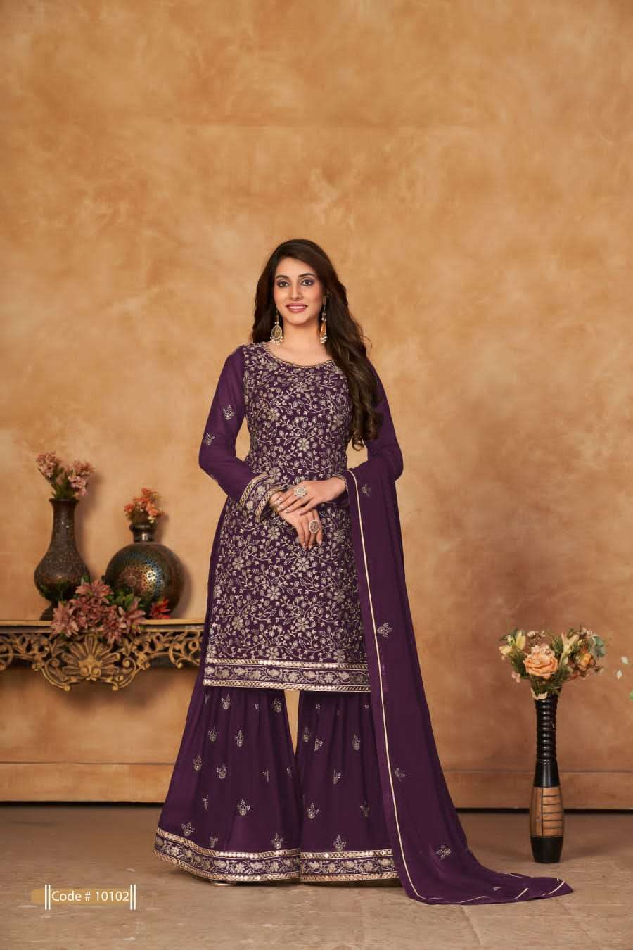 anjubaa vol 10 series 10101-10104 faux georgette sharara suit 