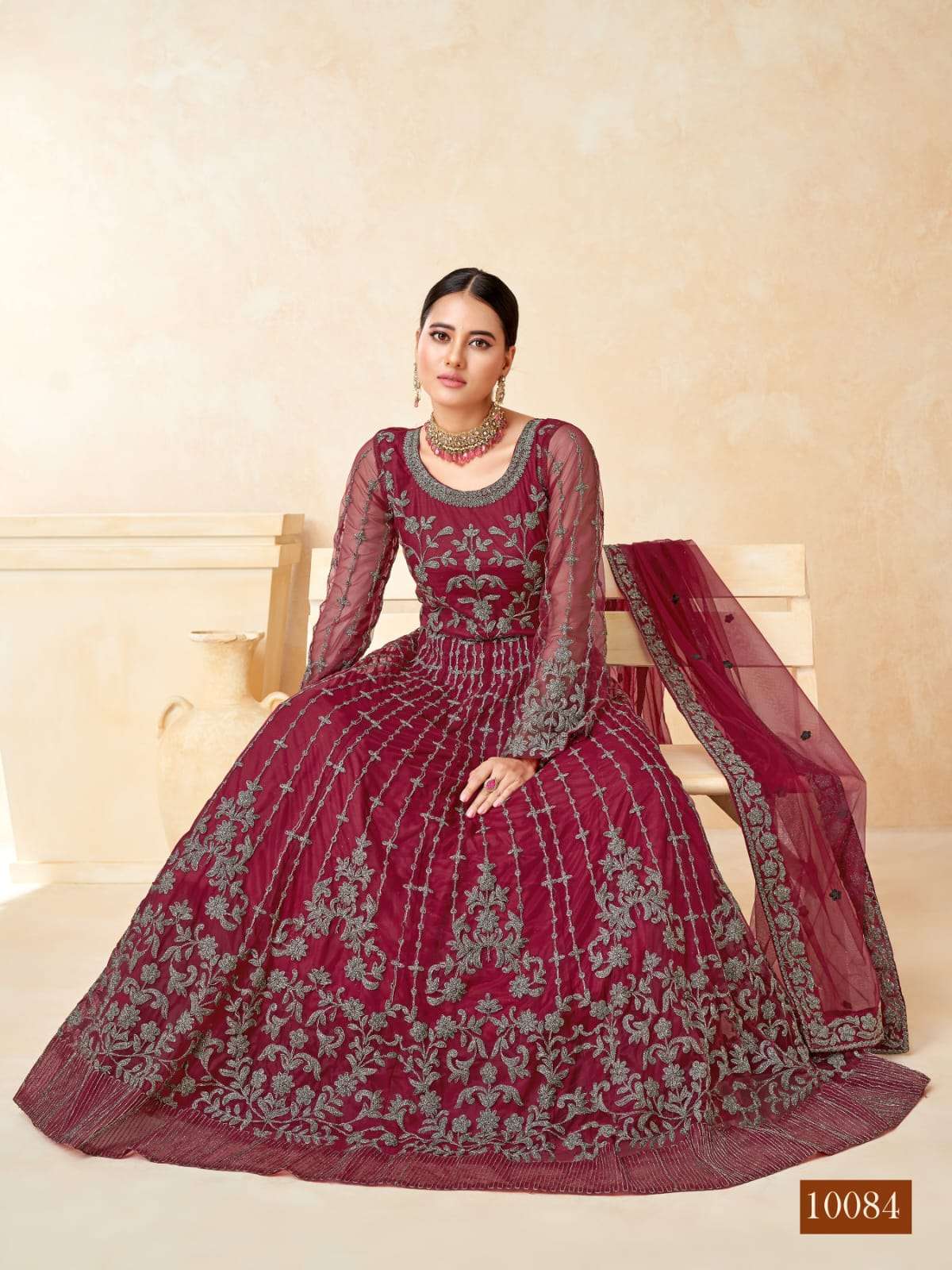 anjubaa vol 8 series 10081-10084 net embroidery suit 