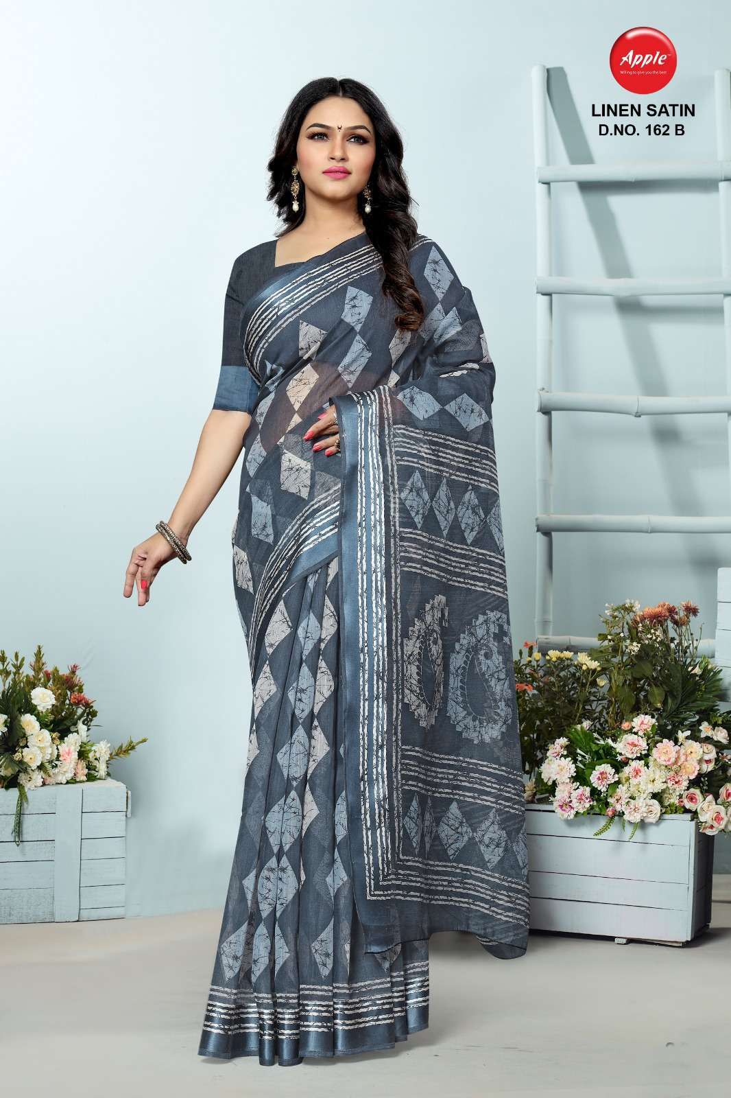 apple linen satin 162 cotton blend saree 