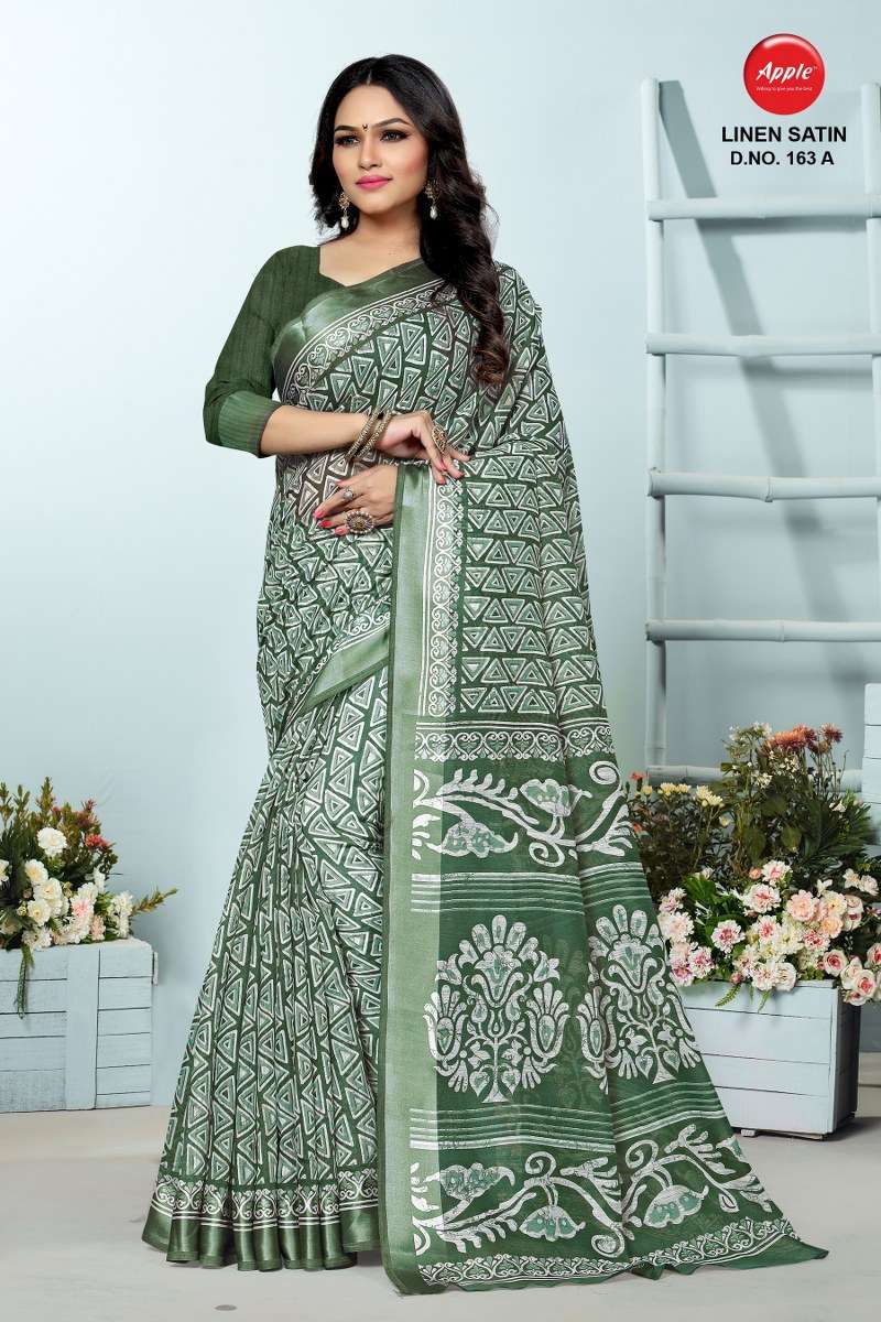 apple linen satin 163 cotton blend saree 