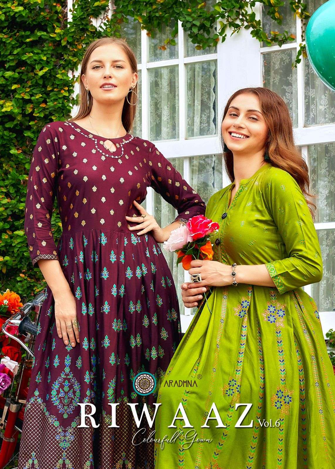 aradhna riwaaz vol 6 series 6001-6012 Rayon 14 Kg with Work kurti