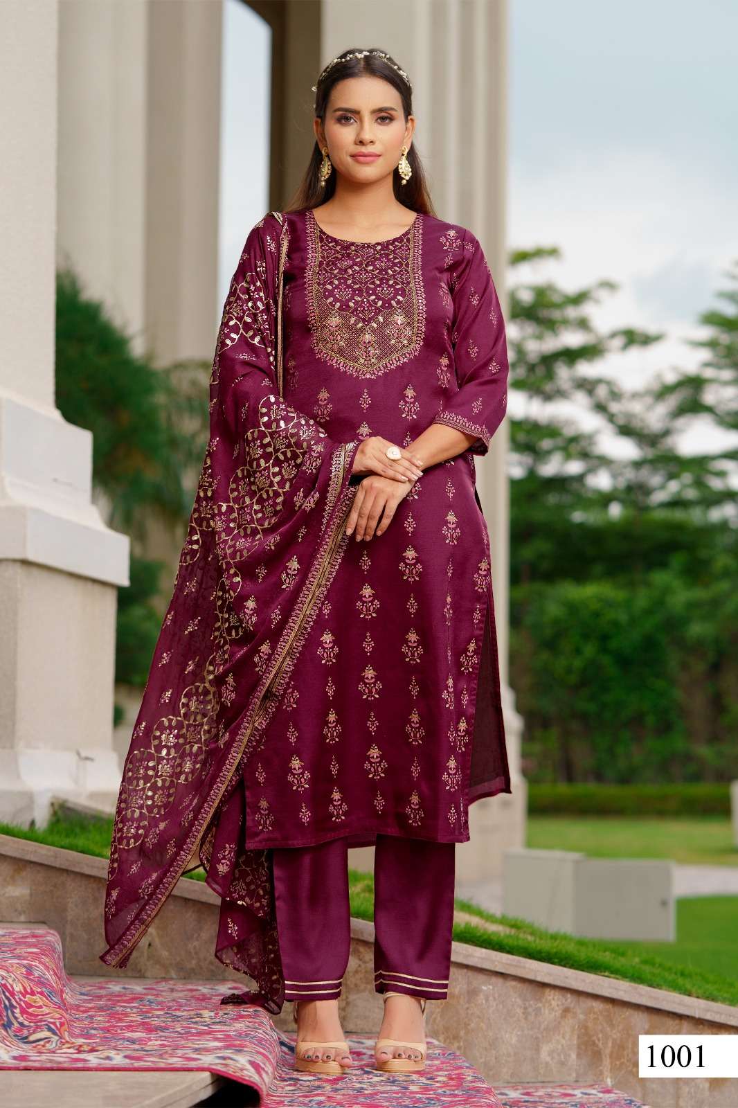 Attractive Dark Colours silk suit for festive season