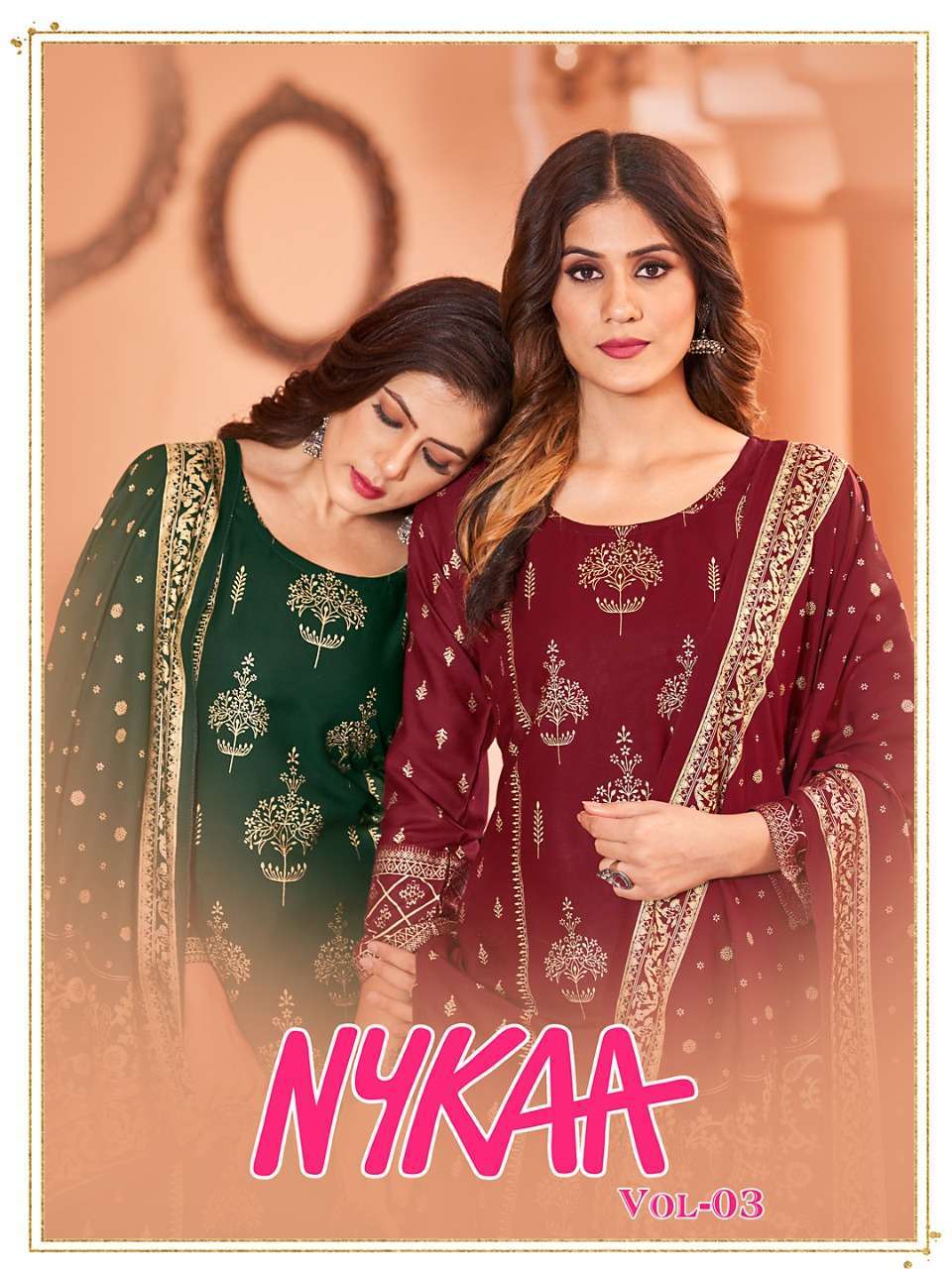 banwery nykaa vol 3 series 3001-3006 heavy 14 kg rayon suit