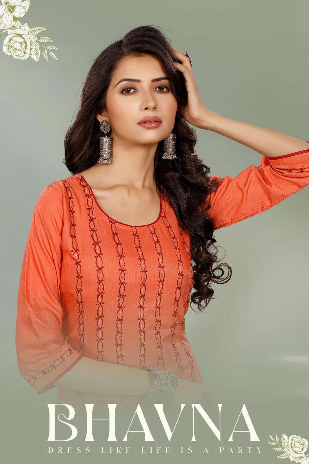 beauty queen bhavna series 8335 heavy fancy tesla slub kurti 