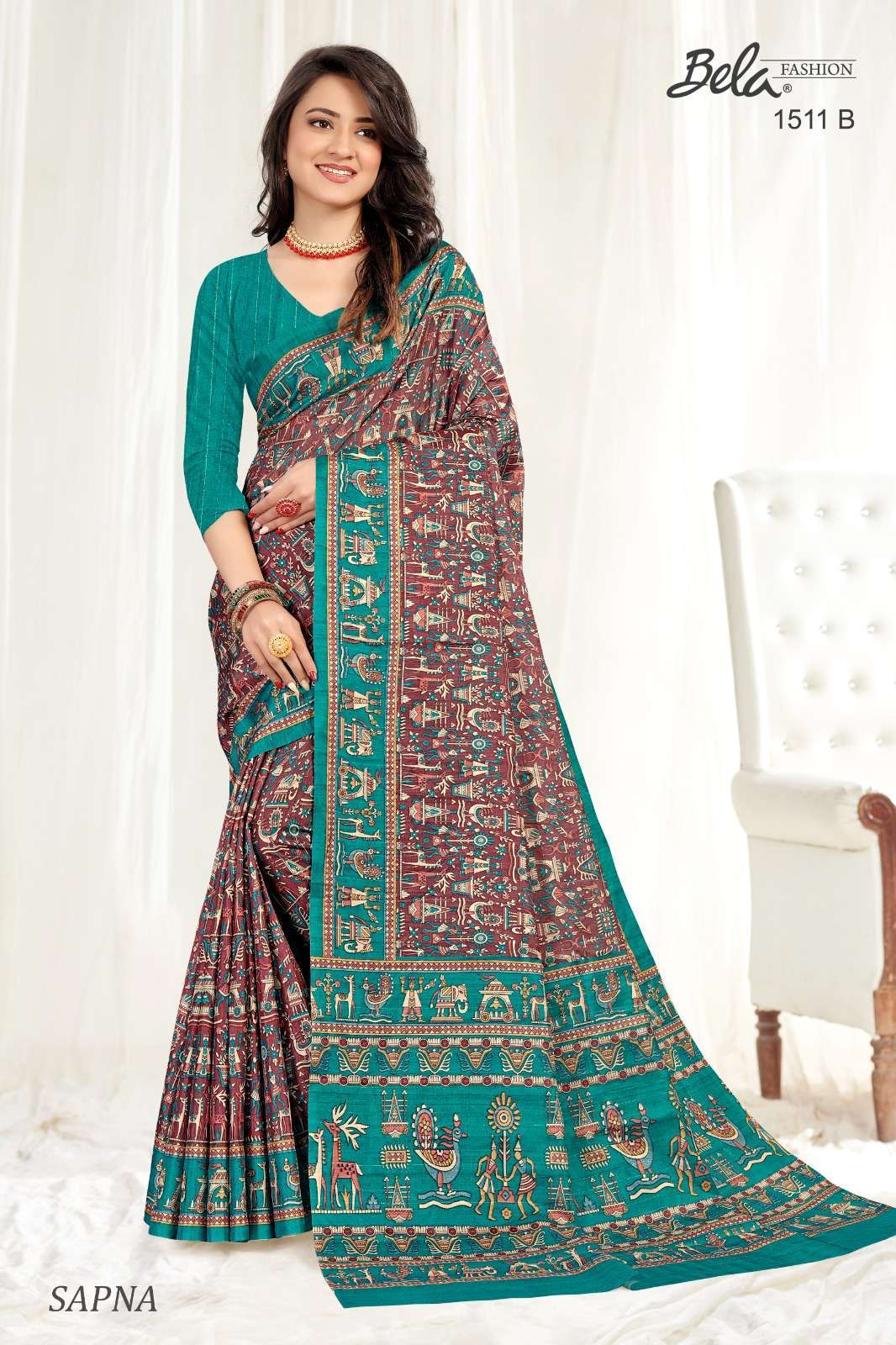 bela sapna series 1507-1514 kiya silk digital print saree