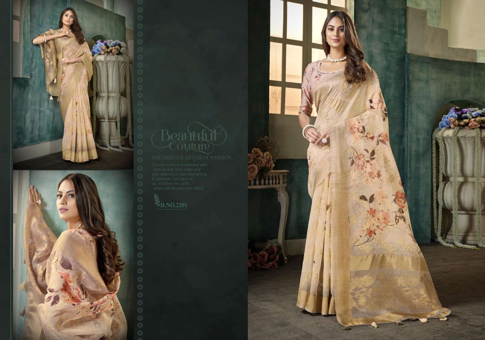 bhumi kadambari series 2201-2206 linen weaving saree 