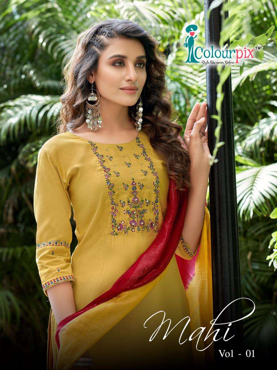 colourpix mahi vol 1 series 1001-1006 viscose rayon readymade suit 
